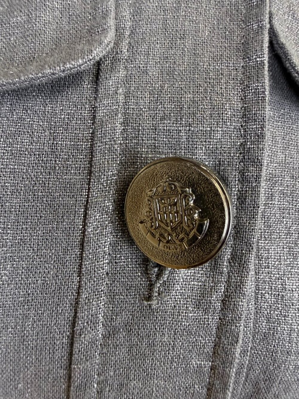 Vertigo Paris Linen Shirt Dress Silver Metallic Short Sleeve (S) - Picture 5 of 7